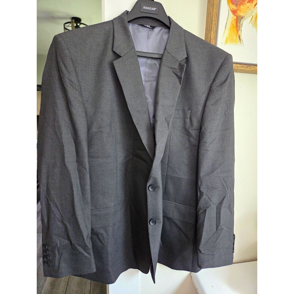 Haggar Men's Gray Solid Dress Suit Jacket 52 Big & Tall Single-Breasted 2B